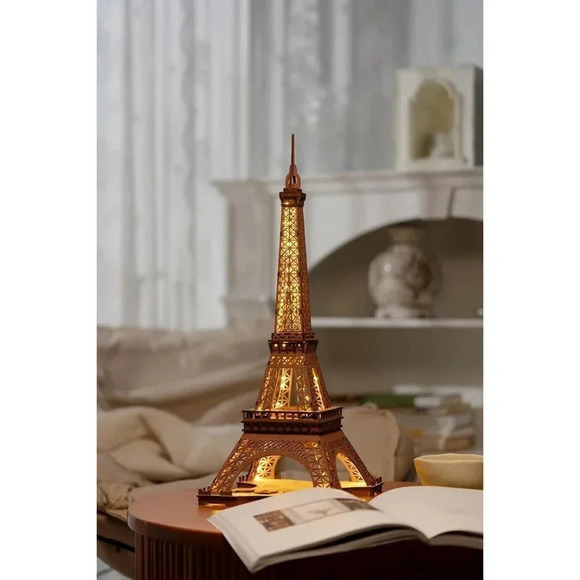 Puzzle for Adults Model Building Kit with LED Light Wooden Eiffel Tower - Picture 7 of 9